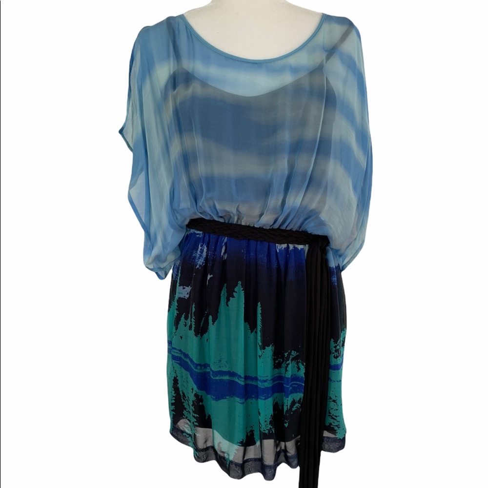 Akiko Flowy Lined Silk Mini Dress Belted